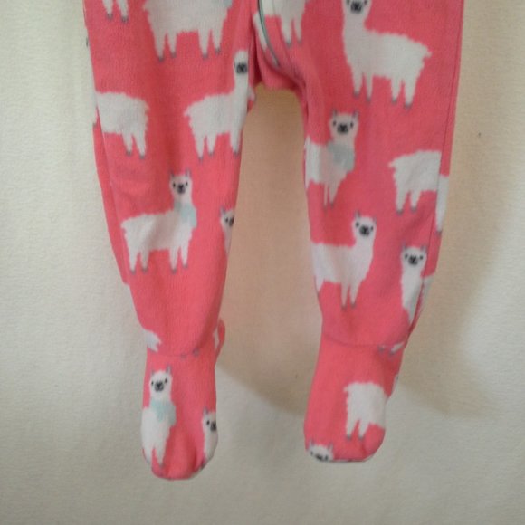 Childrens Place one-piece footed sleeper Size 18M 24M Llamas Orange green white - Picture 12 of 12